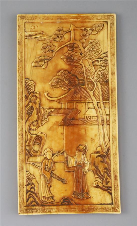 A Chinese ivory plaque, Qing dynasty, H. 20.4cm